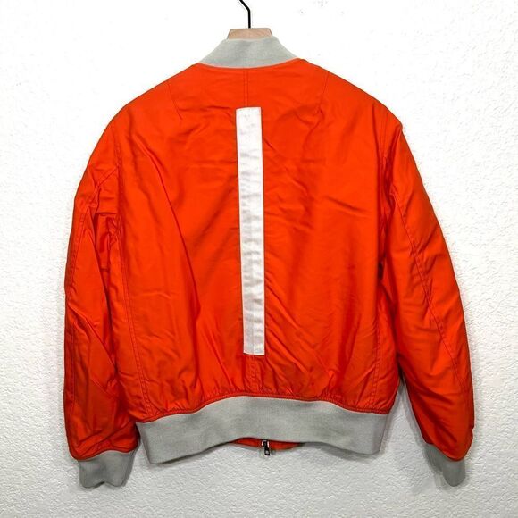 Rag & Bone Georgie Bomber Jacket Orange Nylon Technical Bomber Coat Size M - Picture 3 of 15